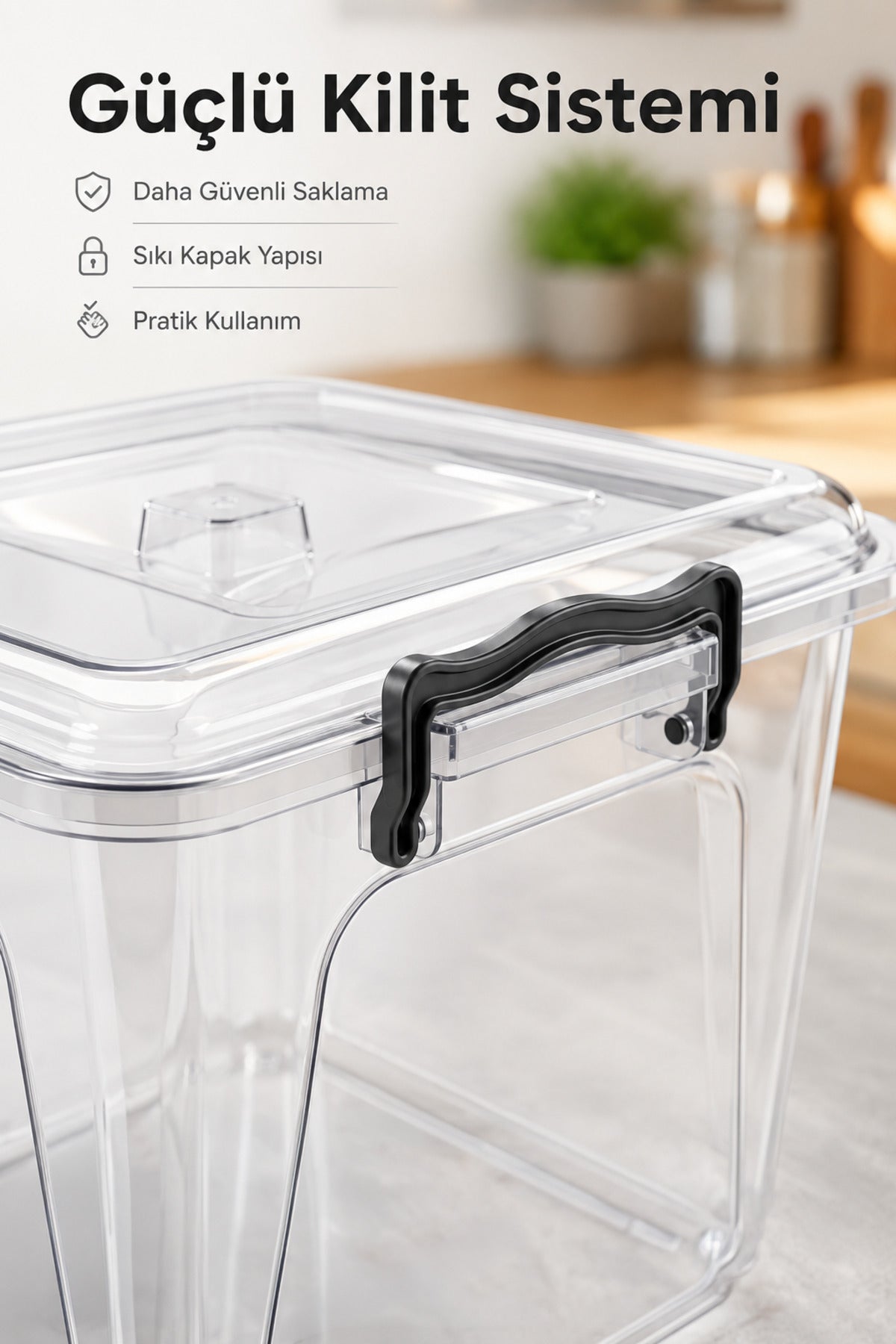 8,5 L Şeffaf Plastik Saklama Kabı 2'li Set Düzenleyici Kutu Kapaklı Erzak Kabı