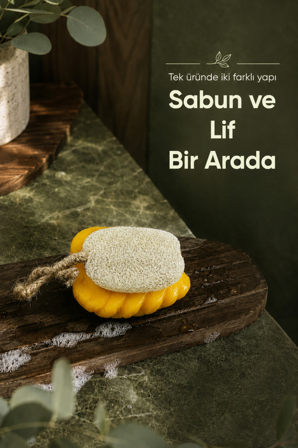 Ananas Şekilli Lifli Katı Sabun 9,5x8x5 cm Peeling Etkili Asılabilir Dekoratif Banyo El Sabunu